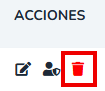 Acción Eliminar usuario en la columna de acciones