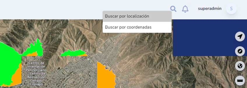 Búsqueda por localización habilitada en el visor de mapas