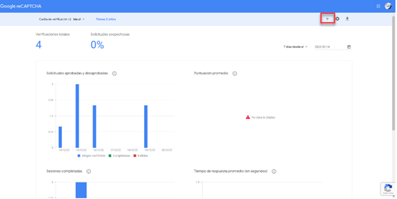 Panel de administración de Google reCAPTCHA